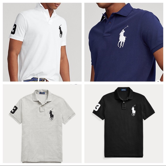Ralph Lauren Polo NWT big pony collar shirt black gray white navy blue - Picture 15 of 16